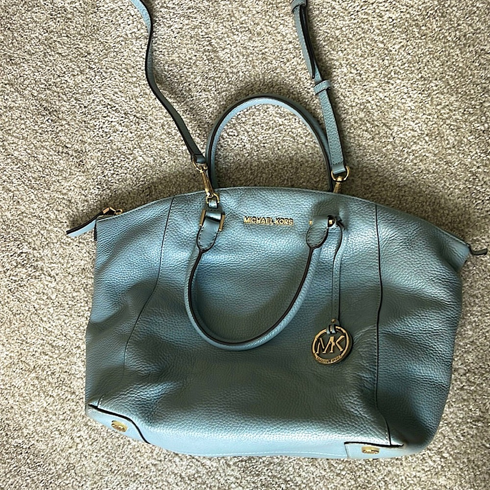 Large Michael Kors Blue Leather Purse